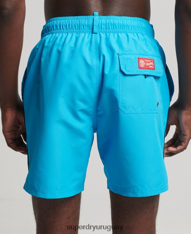 uy Superdry hombres shorts de baño vintage reciclados universitarios azul DT2N8Z419 ropa