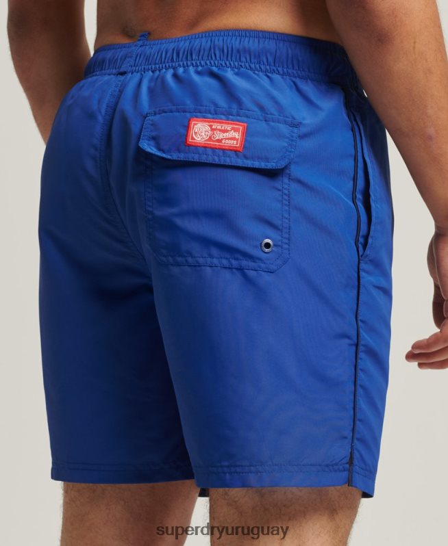 uy Superdry hombres shorts de baño vintage reciclados universitarios azul DT2N8Z426 ropa