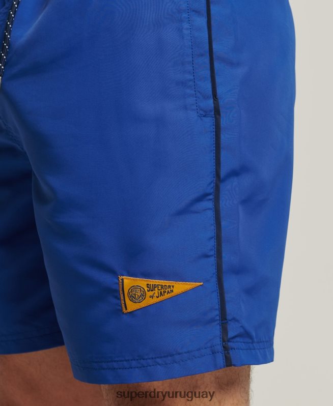 uy Superdry hombres shorts de baño vintage reciclados universitarios azul DT2N8Z426 ropa