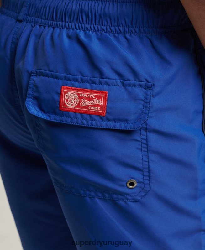 uy Superdry hombres shorts de baño vintage reciclados universitarios azul DT2N8Z426 ropa