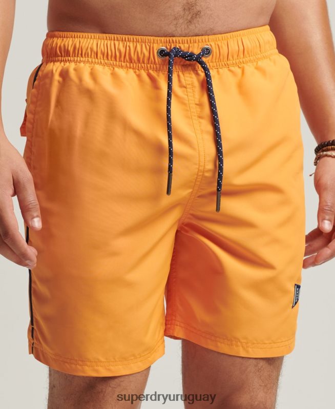 uy Superdry hombres shorts de baño vintage reciclados universitarios oro DT2N8Z427 ropa