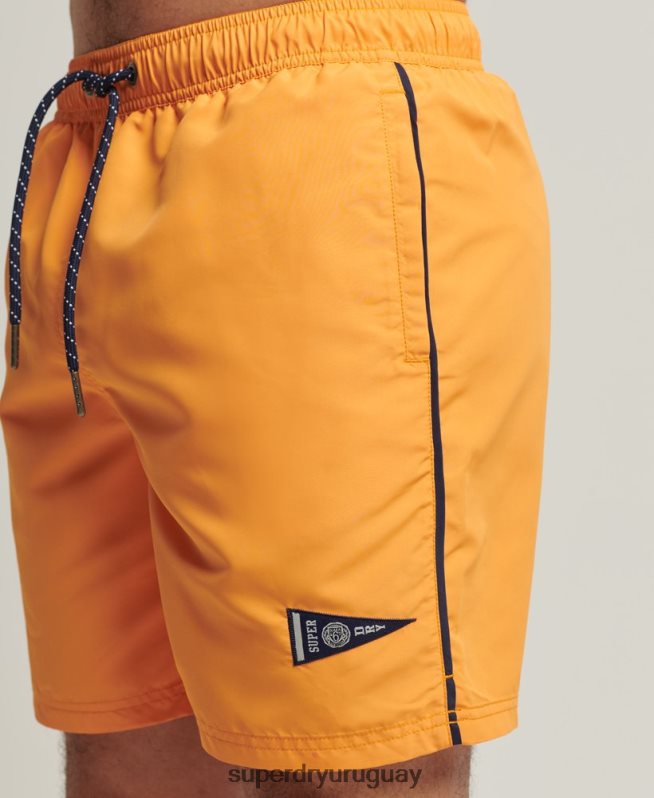 uy Superdry hombres shorts de baño vintage reciclados universitarios oro DT2N8Z427 ropa