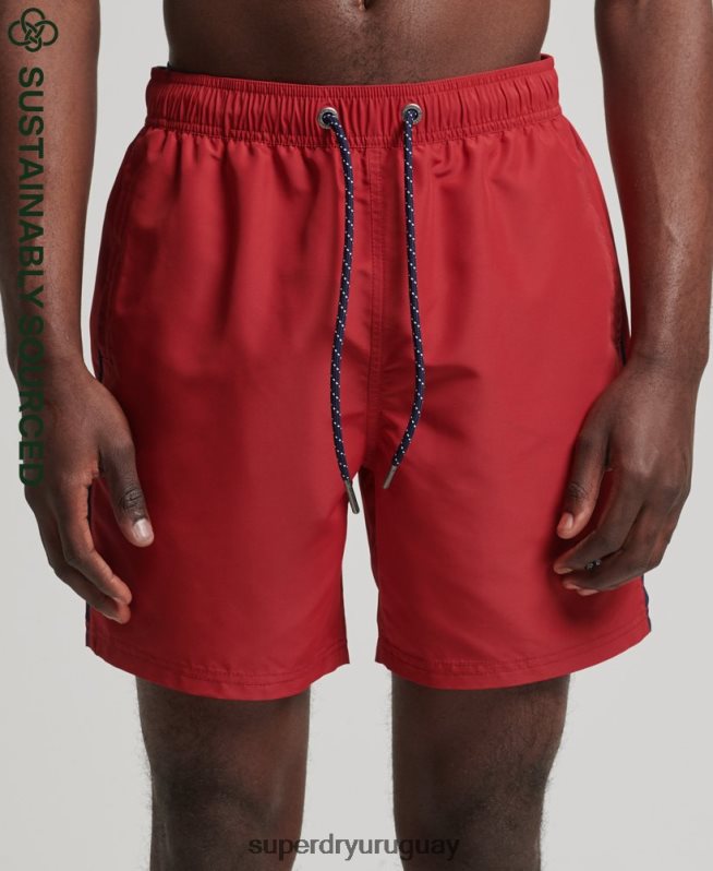 uy Superdry hombres shorts de baño vintage reciclados universitarios rojo DT2N8Z413 ropa