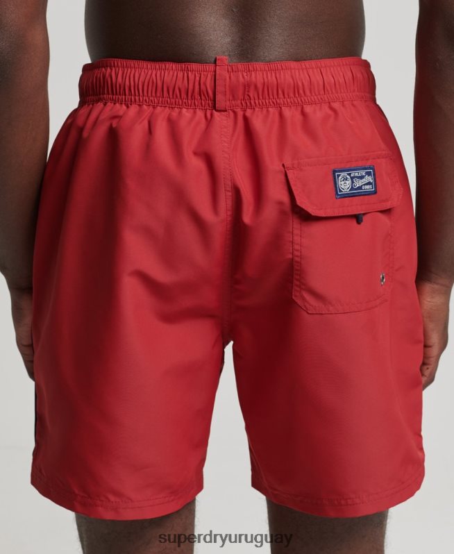 uy Superdry hombres shorts de baño vintage reciclados universitarios rojo DT2N8Z413 ropa