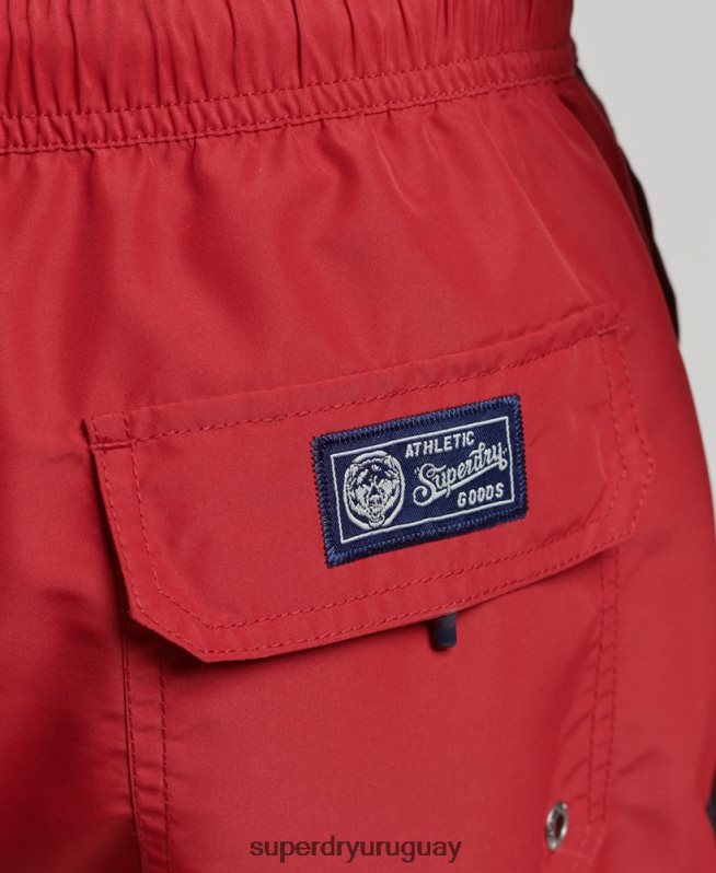 uy Superdry hombres shorts de baño vintage reciclados universitarios rojo DT2N8Z413 ropa