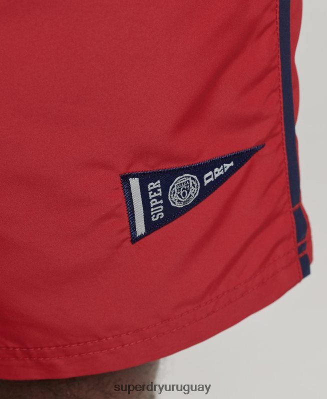 uy Superdry hombres shorts de baño vintage reciclados universitarios rojo DT2N8Z413 ropa
