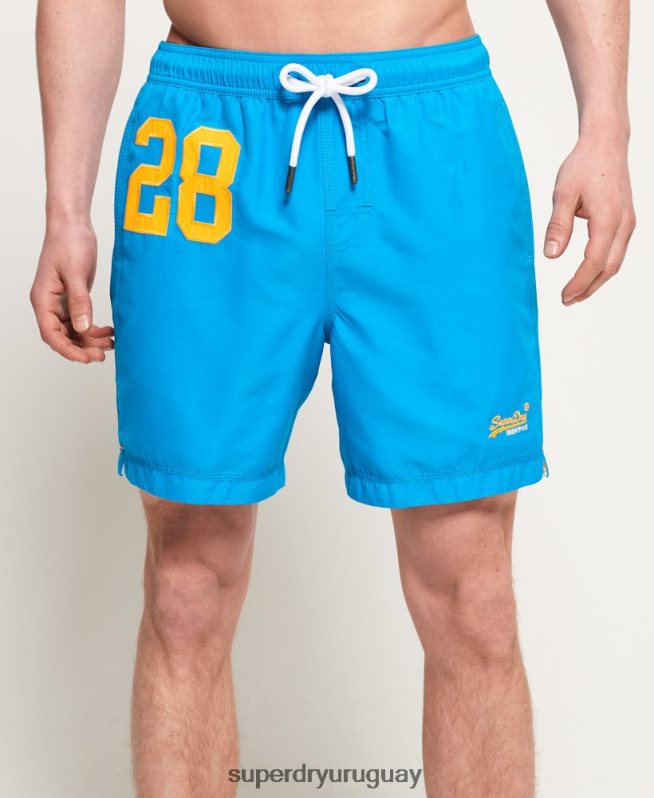uy Superdry hombres shorts de playa de polo acuático azul DT2N8Z444 ropa