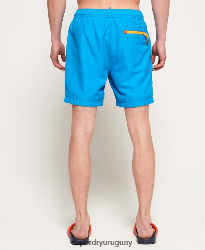 uy Superdry hombres shorts de playa de polo acuático azul DT2N8Z444 ropa