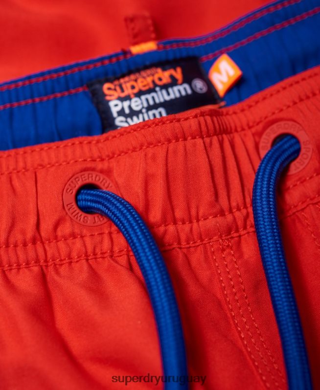 uy Superdry hombres shorts de playa de polo acuático rojo DT2N8Z6499 ropa
