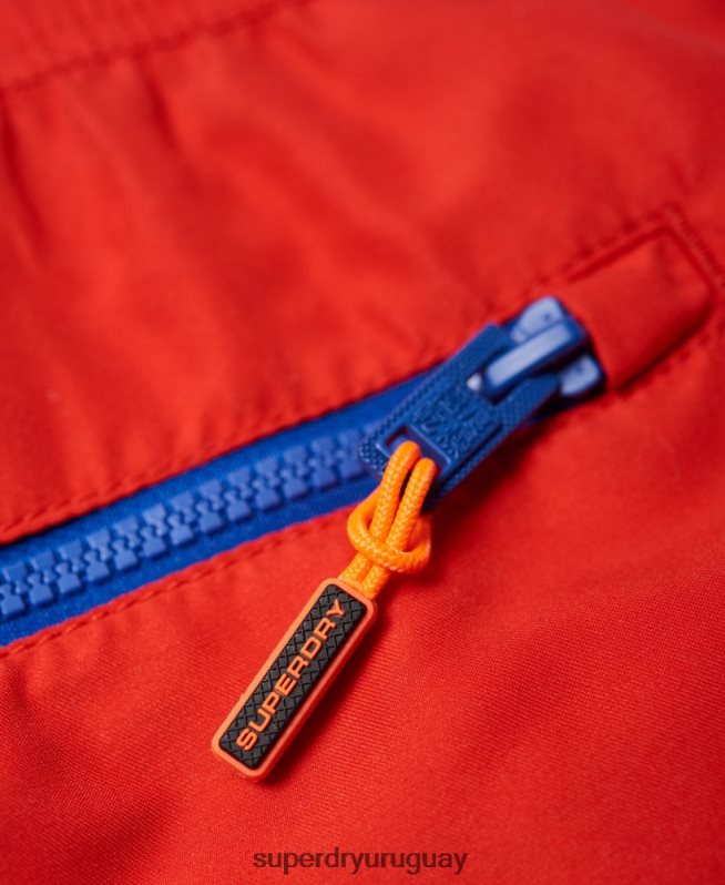 uy Superdry hombres shorts de playa de polo acuático rojo DT2N8Z6499 ropa