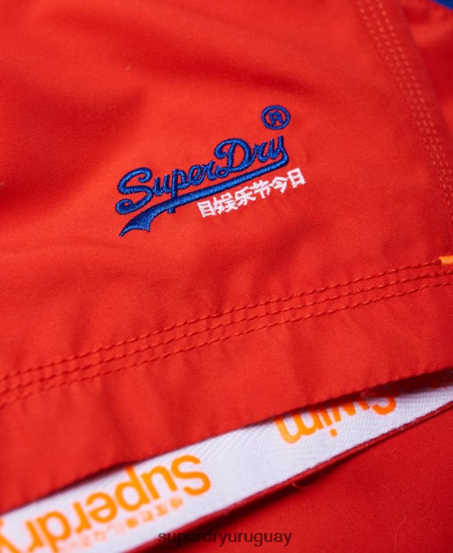 uy Superdry hombres shorts de playa de polo acuático rojo DT2N8Z6499 ropa