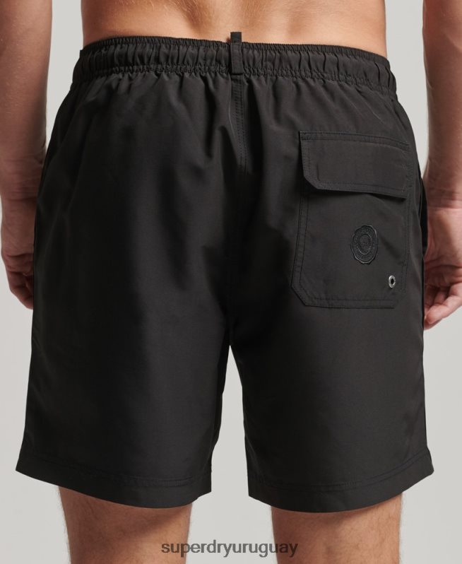 uy Superdry hombres shorts de playa de polo reciclado gris oscuro DT2N8Z397 ropa