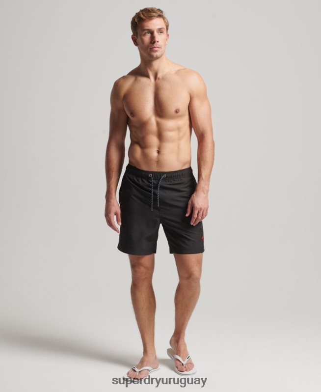 uy Superdry hombres shorts de playa de polo reciclado gris oscuro DT2N8Z397 ropa
