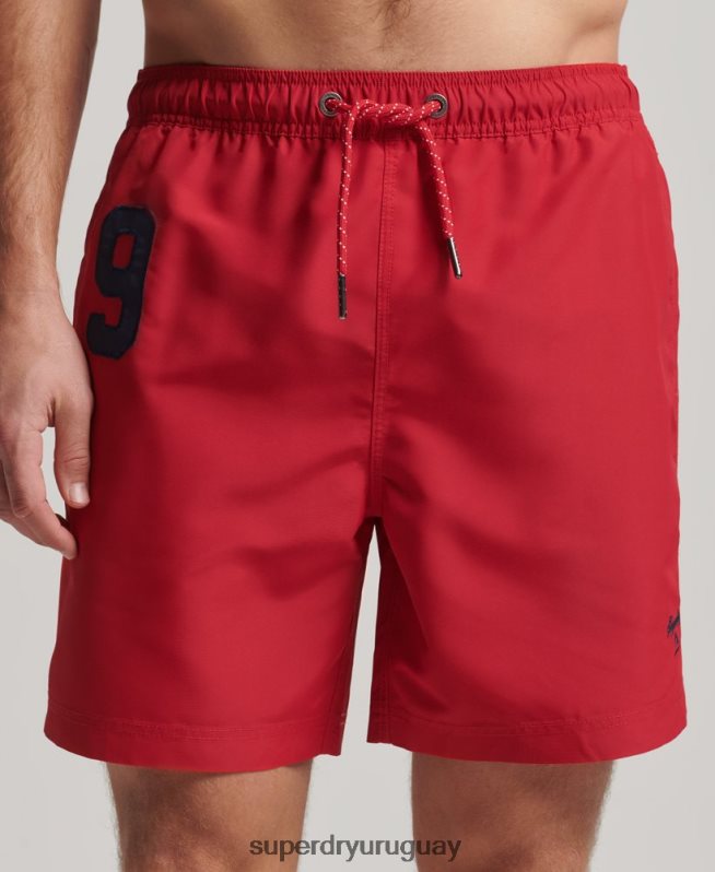 uy Superdry hombres shorts de playa de polo reciclado rojo DT2N8Z402 ropa