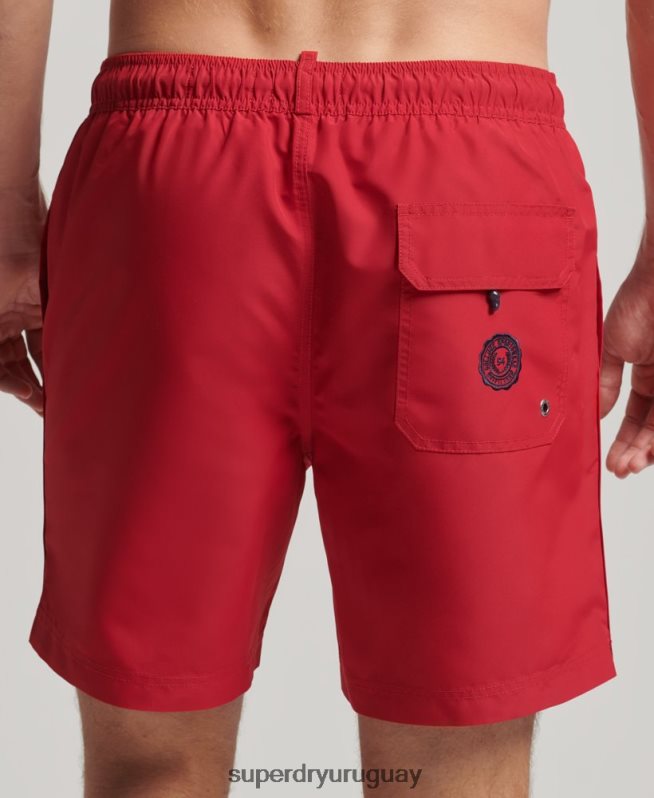 uy Superdry hombres shorts de playa de polo reciclado rojo DT2N8Z402 ropa