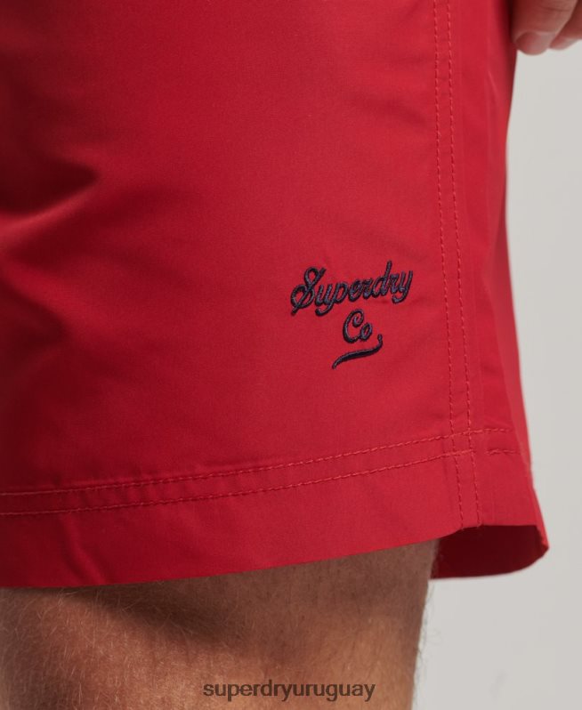 uy Superdry hombres shorts de playa de polo reciclado rojo DT2N8Z402 ropa