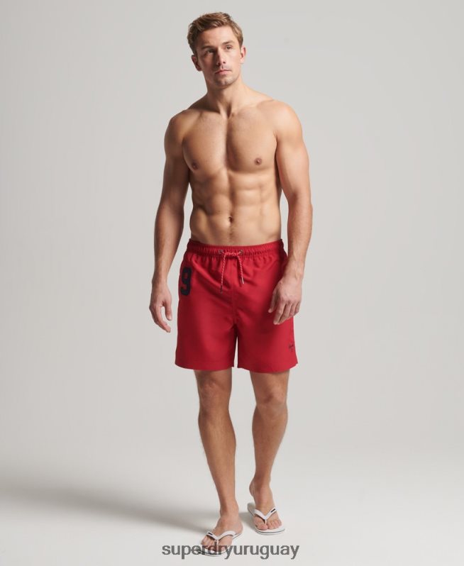 uy Superdry hombres shorts de playa de polo reciclado rojo DT2N8Z402 ropa