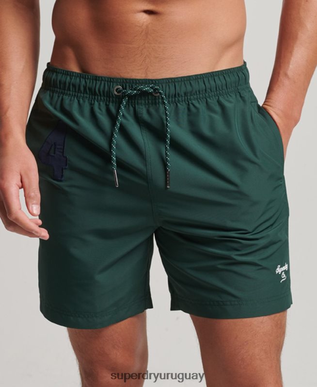 uy Superdry hombres shorts de playa de polo reciclado verde DT2N8Z394 ropa