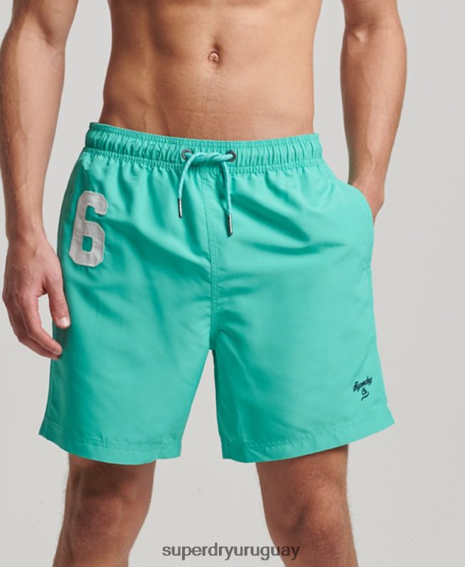 uy Superdry hombres shorts de playa de polo reciclado verde DT2N8Z412 ropa