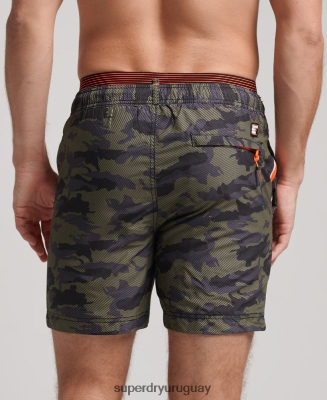 uy Superdry hombres shorts de playa de volley estatal verde DT2N8Z447 ropa