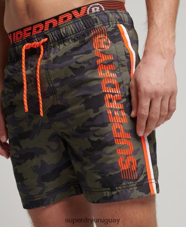 uy Superdry hombres shorts de playa de volley estatal verde DT2N8Z447 ropa