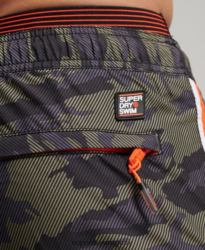 uy Superdry hombres shorts de playa de volley estatal verde DT2N8Z447 ropa