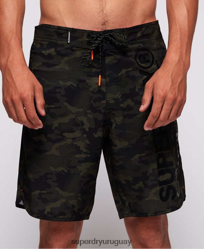 uy Superdry hombres shorts de playa para aguas profundas verde DT2N8Z449 ropa