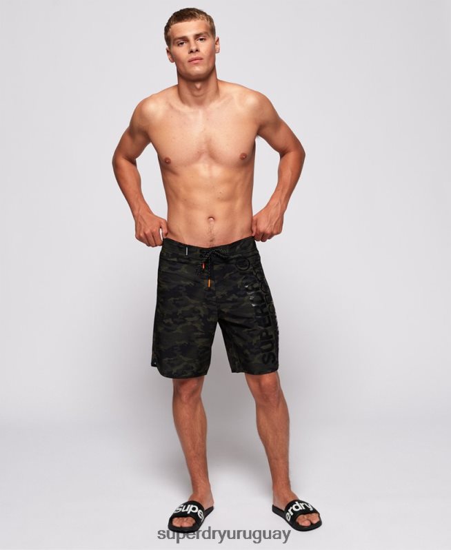uy Superdry hombres shorts de playa para aguas profundas verde DT2N8Z449 ropa
