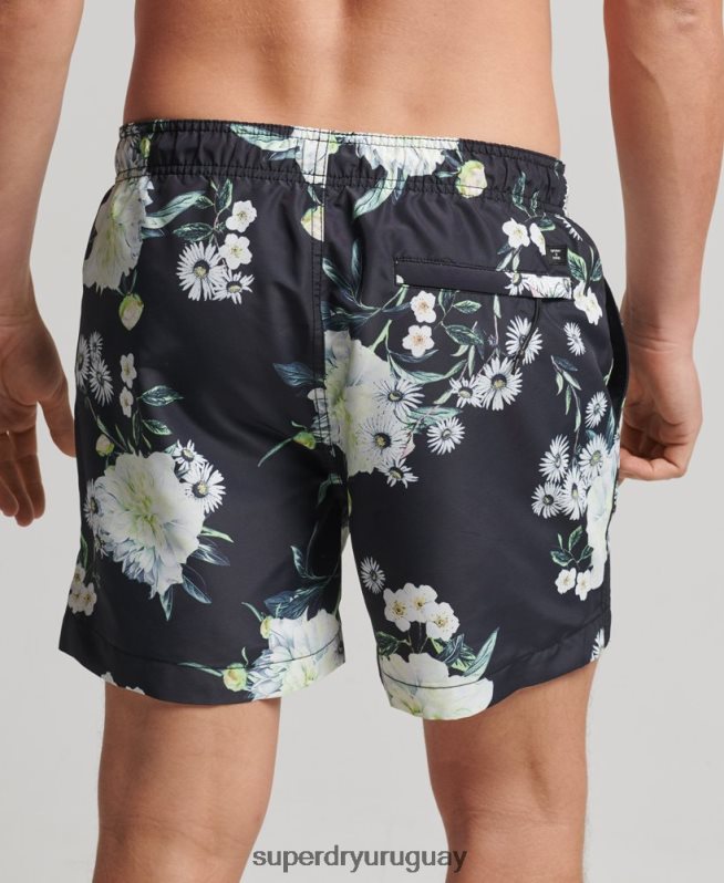 uy Superdry hombres shorts de playa reciclados studios negro DT2N8Z423 ropa