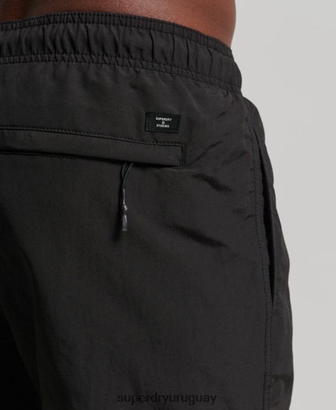 uy Superdry hombres shorts de playa reciclados studios negro DT2N8Z440 ropa
