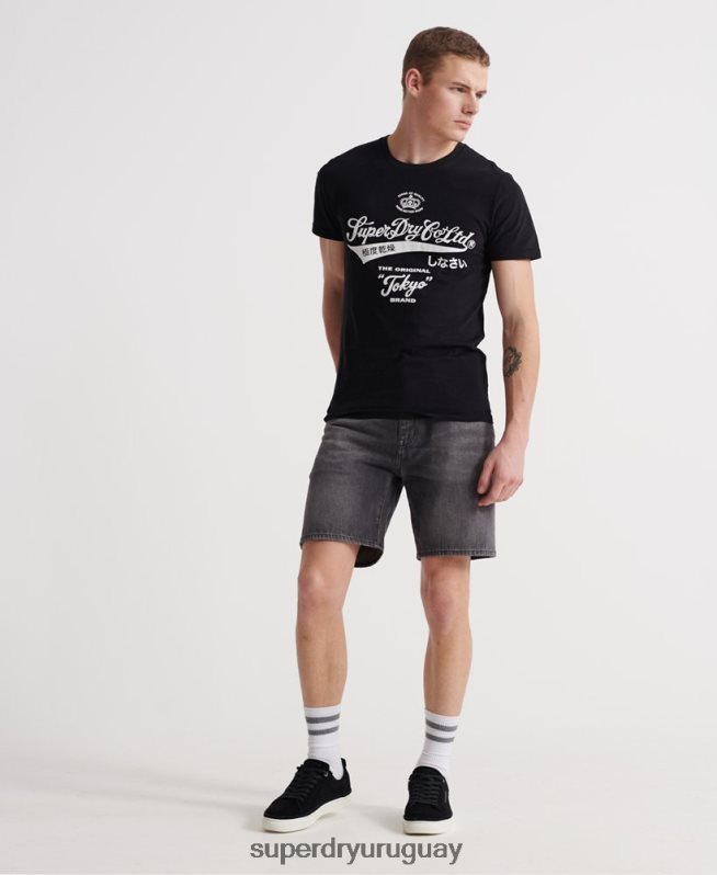 uy Superdry hombres 05 pantalones cortos cónicos conor negro DT2N8Z370 ropa