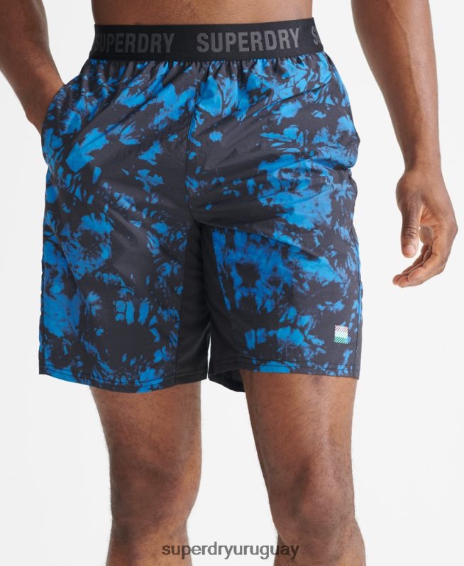 uy Superdry hombres correr pantalones cortos de chándal azul DT2N8Z5379 ropa