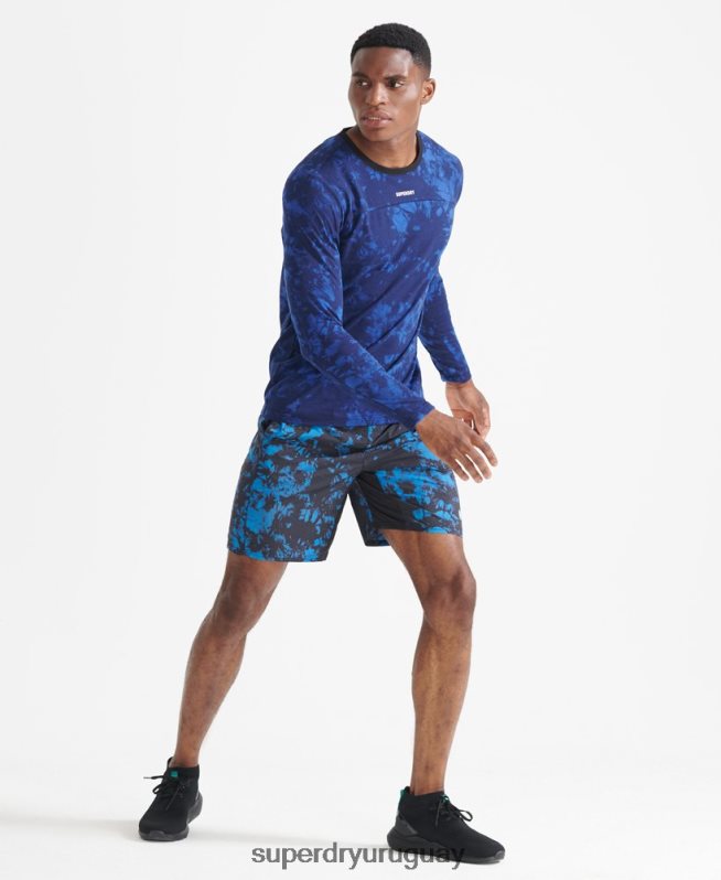 uy Superdry hombres correr pantalones cortos de chándal azul DT2N8Z5379 ropa