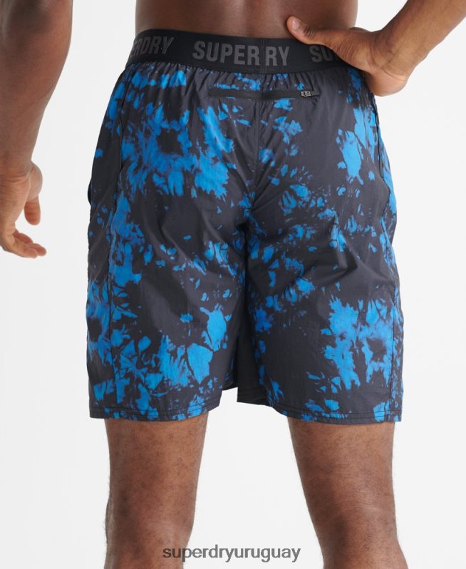 uy Superdry hombres correr pantalones cortos de chándal azul DT2N8Z5379 ropa