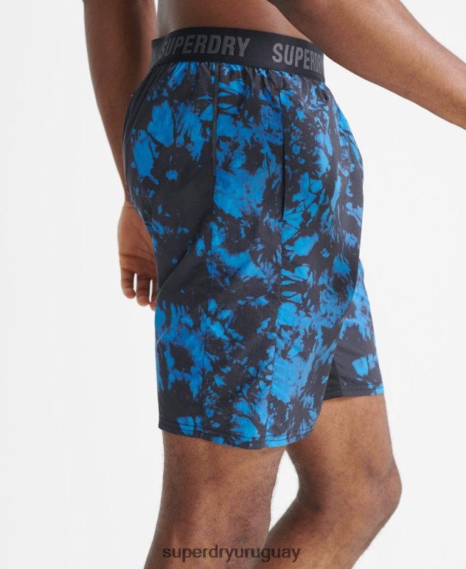 uy Superdry hombres correr pantalones cortos de chándal azul DT2N8Z5379 ropa