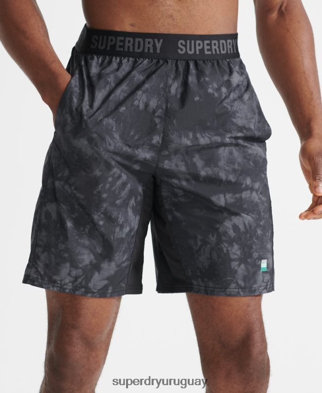uy Superdry hombres correr pantalones cortos de chándal negro DT2N8Z5372 ropa