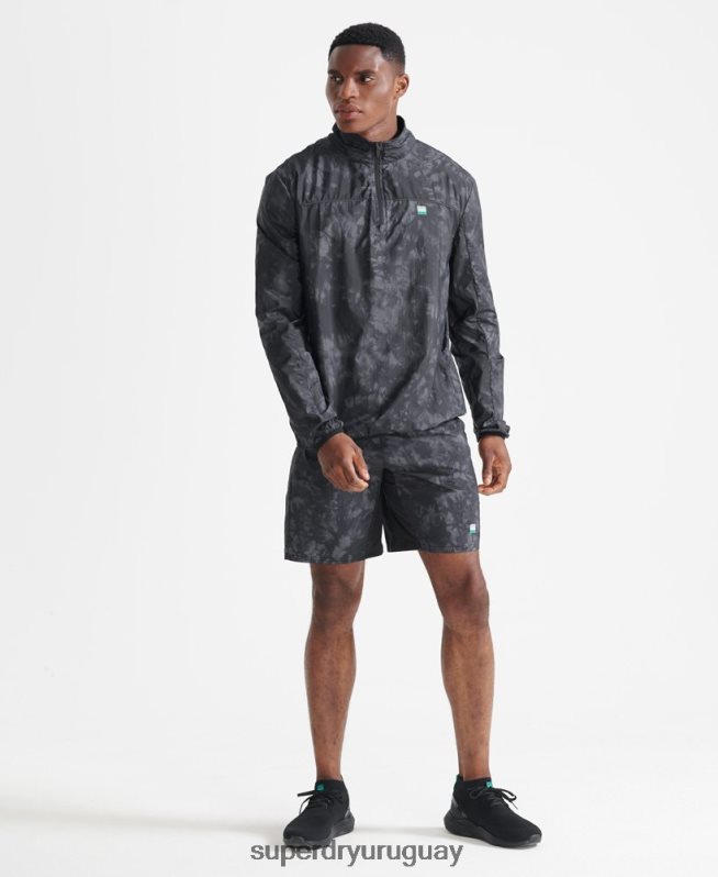 uy Superdry hombres correr pantalones cortos de chándal negro DT2N8Z5372 ropa