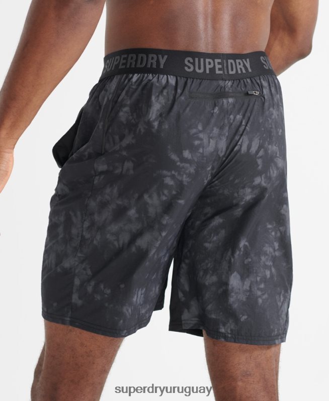 uy Superdry hombres correr pantalones cortos de chándal negro DT2N8Z5372 ropa