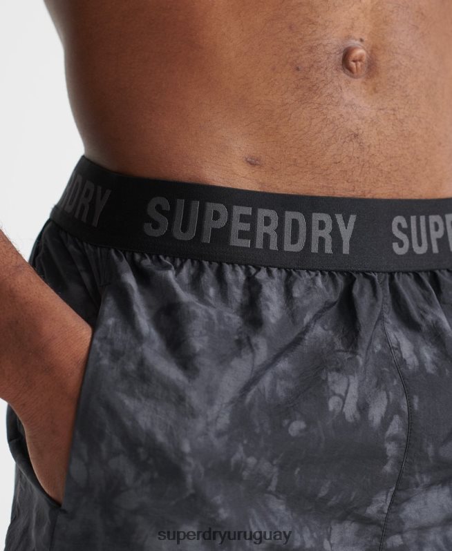 uy Superdry hombres correr pantalones cortos de chándal negro DT2N8Z5372 ropa