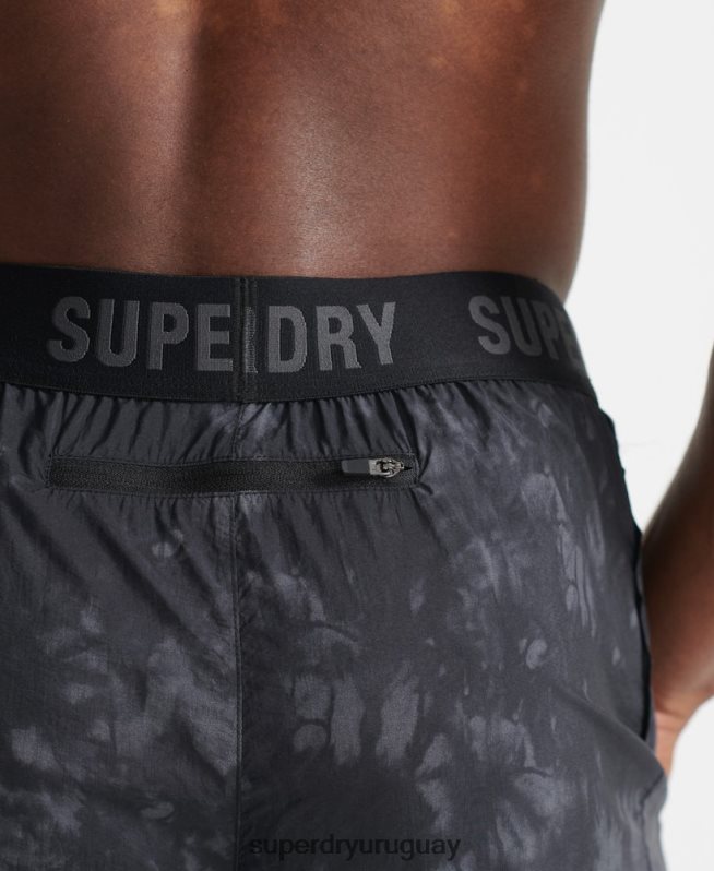 uy Superdry hombres correr pantalones cortos de chándal negro DT2N8Z5372 ropa