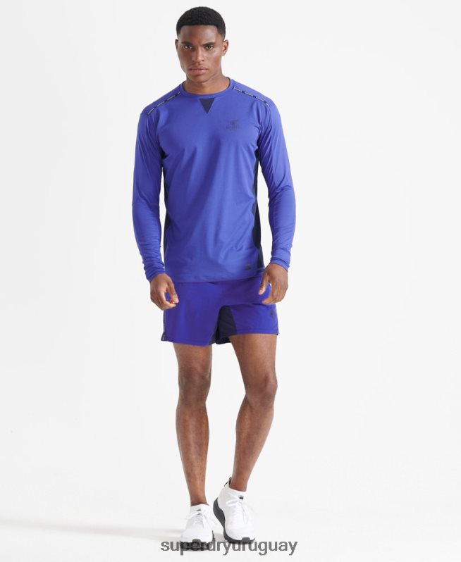 uy Superdry hombres correr pantalones cortos de primera calidad azul DT2N8Z341 ropa