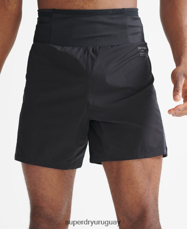 uy Superdry hombres correr pantalones cortos de primera calidad negro DT2N8Z5364 ropa
