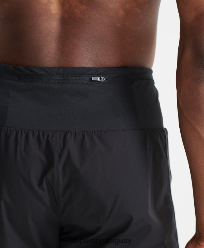 uy Superdry hombres correr pantalones cortos de primera calidad negro DT2N8Z5364 ropa