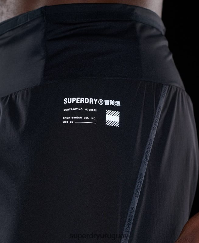 uy Superdry hombres correr pantalones cortos de primera calidad negro DT2N8Z5364 ropa