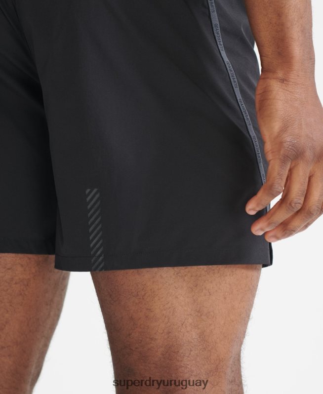 uy Superdry hombres correr pantalones cortos de primera calidad negro DT2N8Z5364 ropa