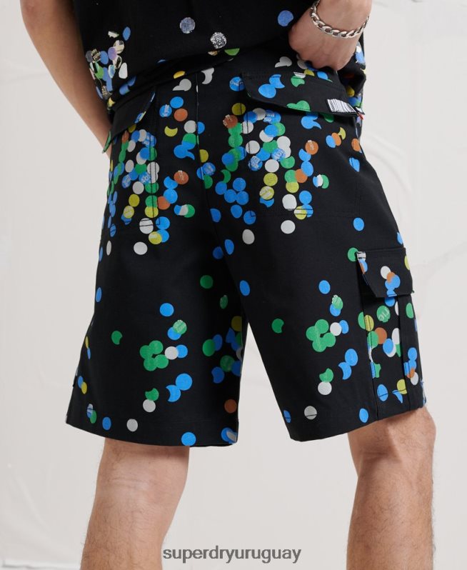uy Superdry hombres pantalones cortos adicionales de energía negro DT2N8Z329 ropa