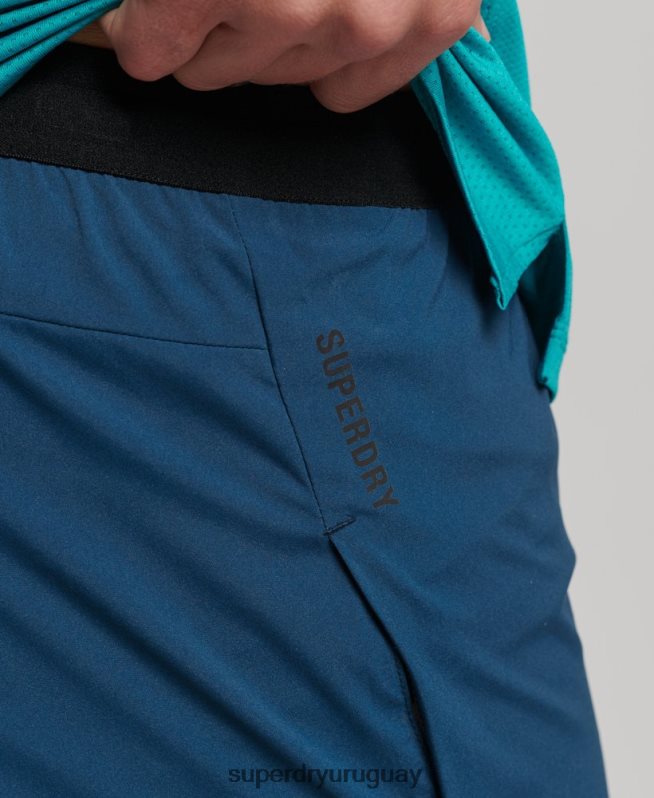 uy Superdry hombres pantalones cortos de carreras azul DT2N8Z5391 ropa
