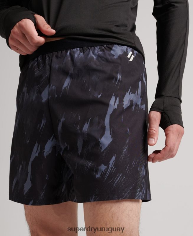 uy Superdry hombres pantalones cortos de carreras gris oscuro DT2N8Z5358 ropa