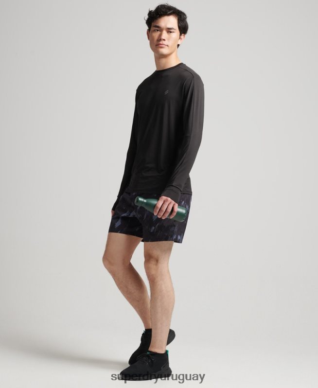 uy Superdry hombres pantalones cortos de carreras gris oscuro DT2N8Z5358 ropa