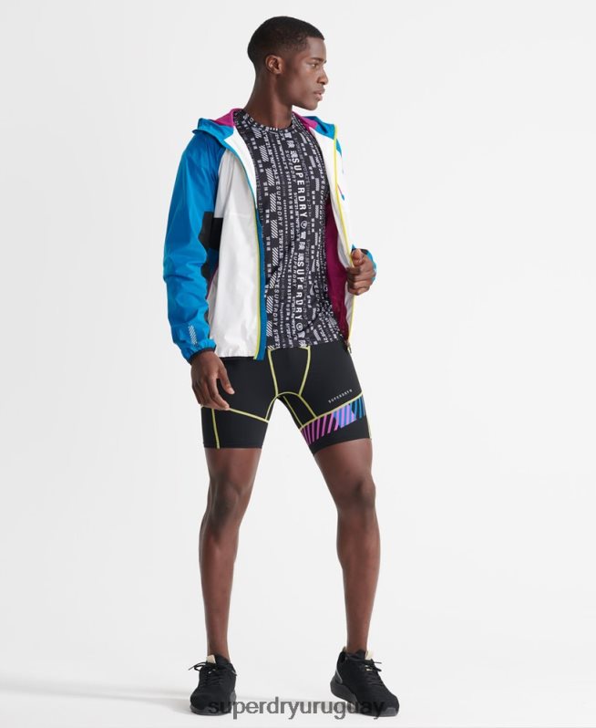 uy Superdry hombres pantalones cortos de entrenamiento de energía de hielo fresco negro DT2N8Z381 ropa